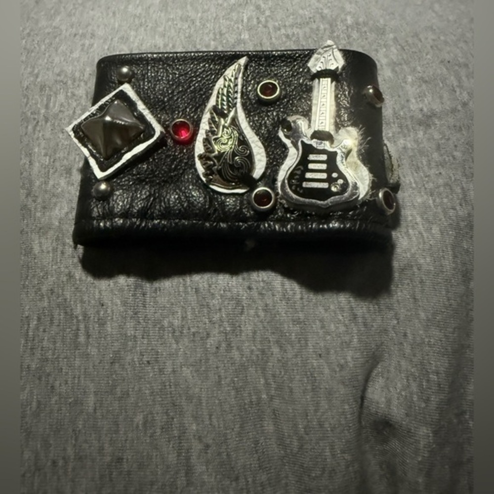 Black Leather Bracelet with Silver Accents